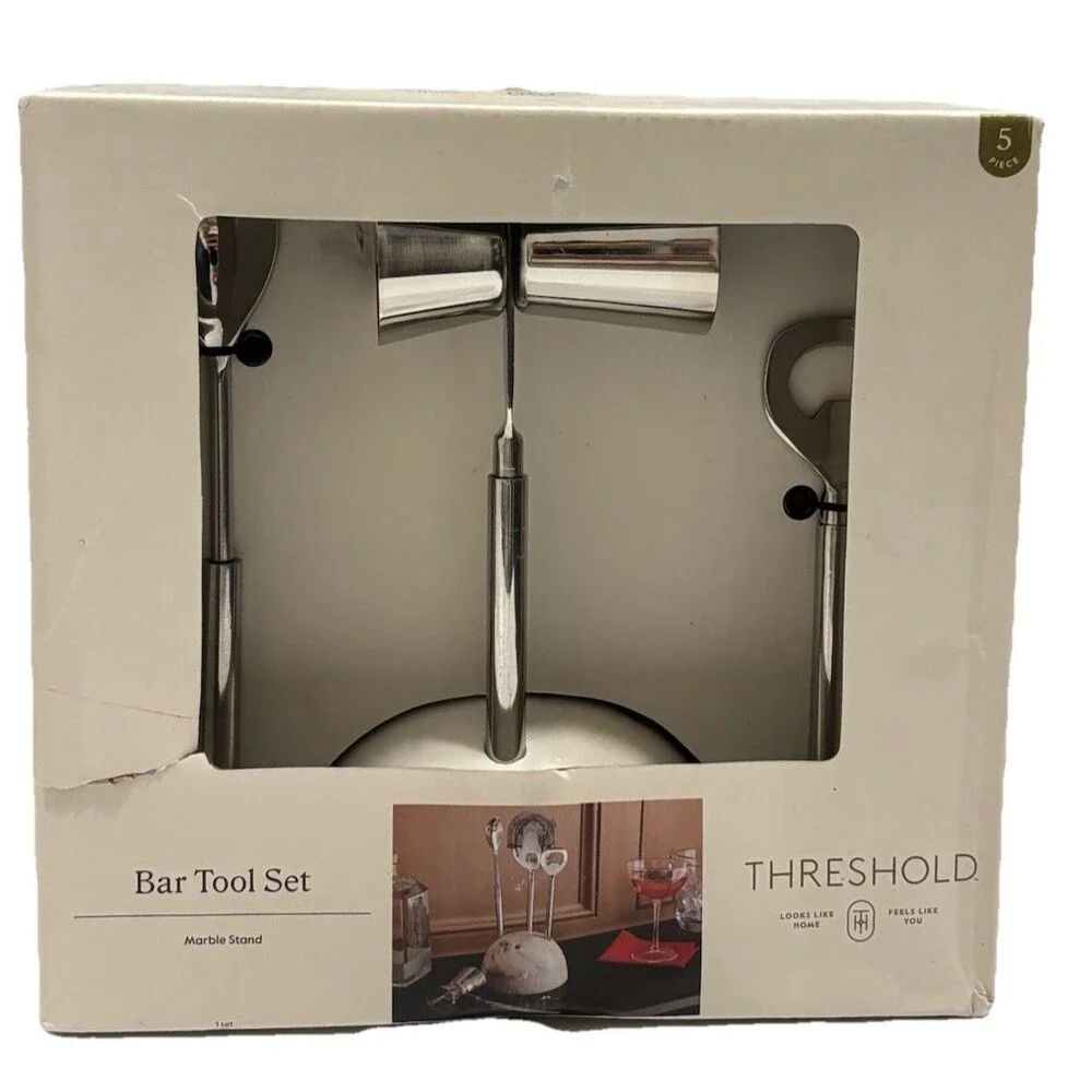 Threshold Bar Tool Set with Marble Stand Silver White Metal Marble - Picture 1 of 5